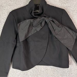 Joseph Ribkoff Women's Size 4 Black Bow Front Long Sleeve Cropped Jacket
